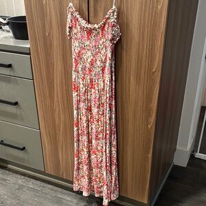 Lulu's Floral Maxi Dress - Pink and Cream